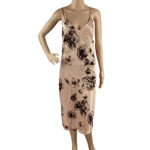 Express Floral Slip Midi Dress Blush Black Print Size S